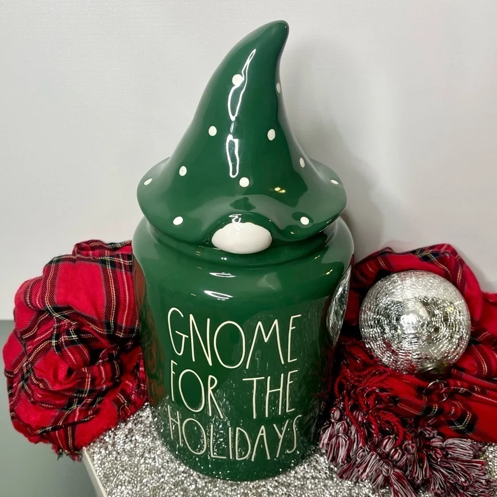 Rae Dunn Holiday Cookie Jar Green Gnome For The Holidays Christmas Decor New
